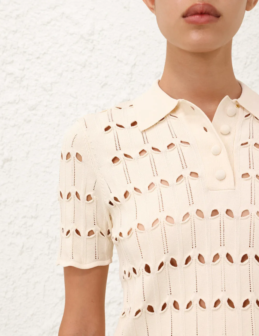 Rhiannon Pointelle Polo Cream sold by Sand Dollar product image thumbnail 5