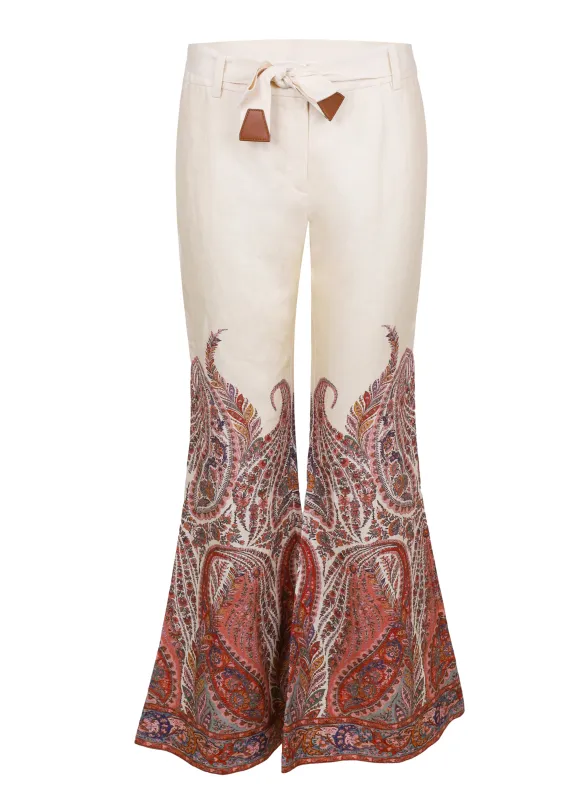 Rhiannon Flare Pant Cream Paisley sold by Sand Dollar
