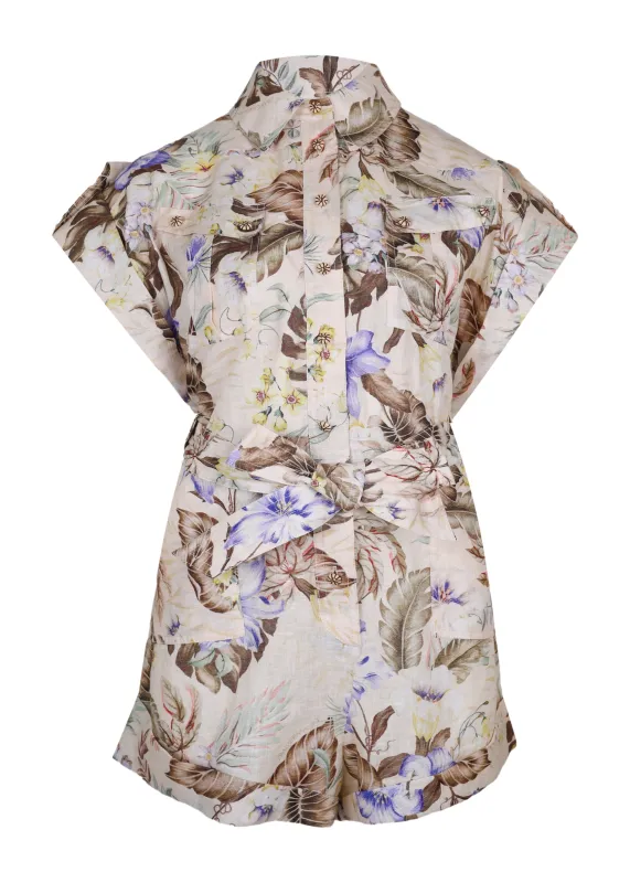 Coco Playsuit Cream Multi Flora sold by Sand Dollar