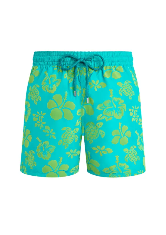 Men Ultra-light and packable Flocked Swim Shorts Tropical Turtle sold by Sand Dollar