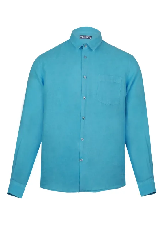 Men Linen Shirt Solid Santorini sold by Sand Dollar