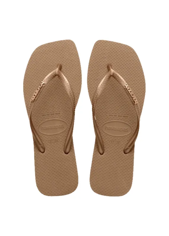 Havaianas Slim Square Logo Metallic Rose Gold sold by Sand Dollar