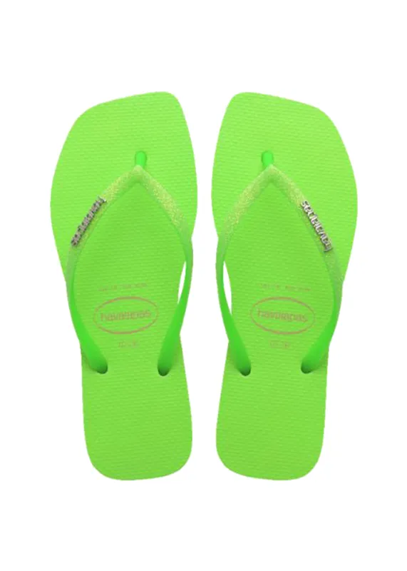 Havaianas Slim Square Glitter Neon Beige/Green sold by Sand Dollar