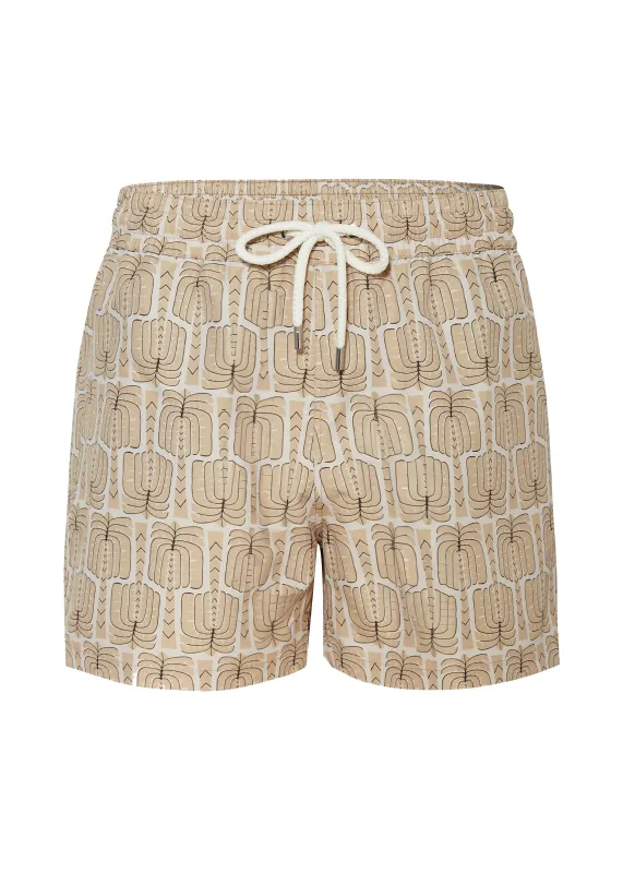 Rio Swim Short Palmeira Print Dried Moss sold by Sand Dollar