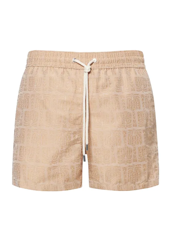 Rio Swim Short Jacquard Palmeira Stone Beige sold by Sand Dollar