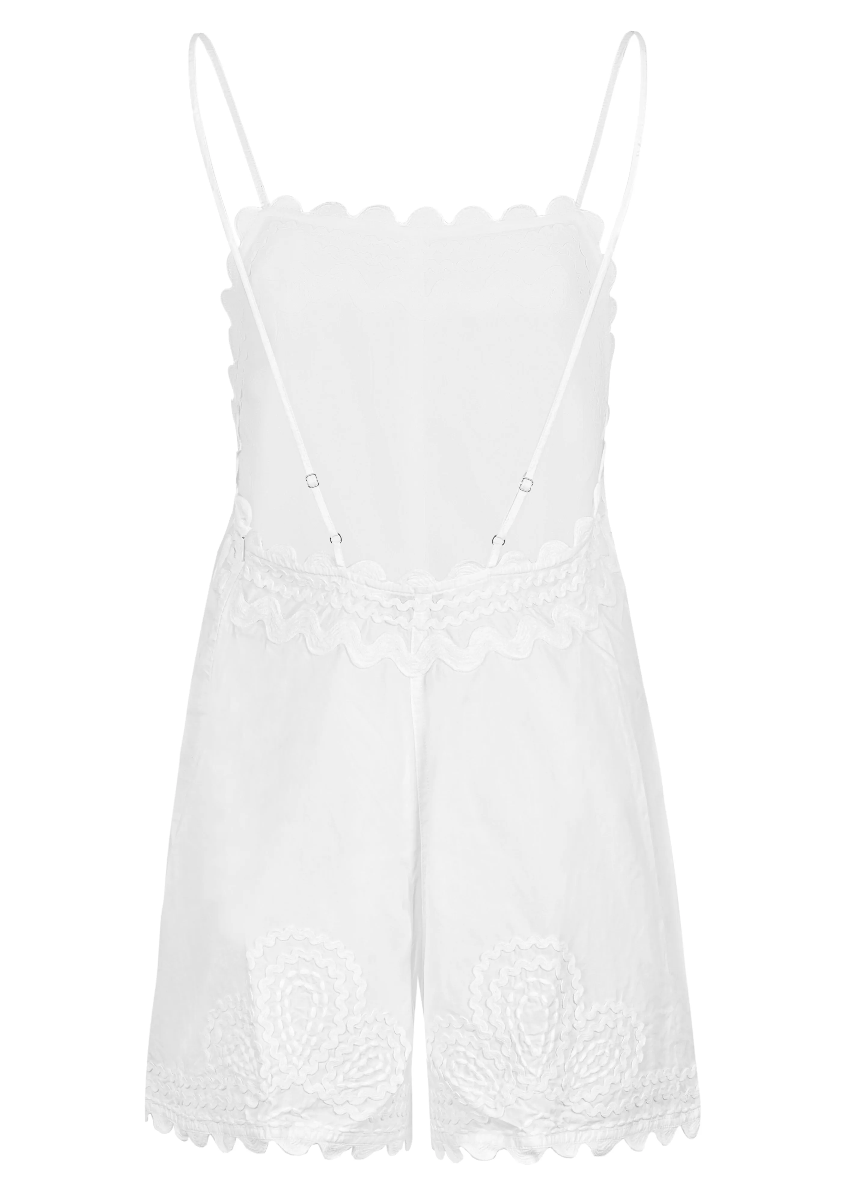Poplin Romper with Ric Rac Embroidery In White sold by Sand Dollar product image thumbnail 3