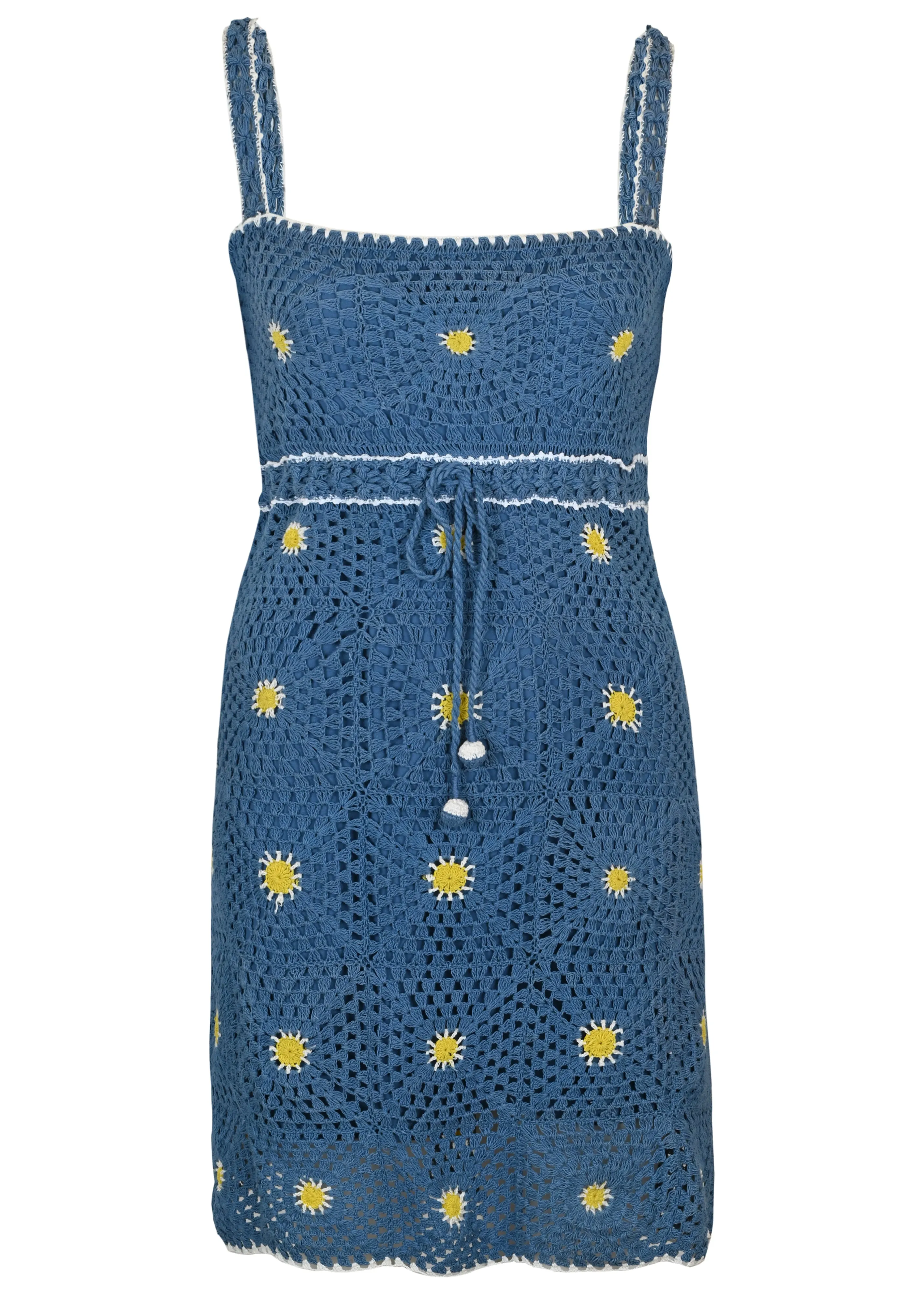 Aster Daisy Granny Square Crochet Mini Dress sold by Sand Dollar