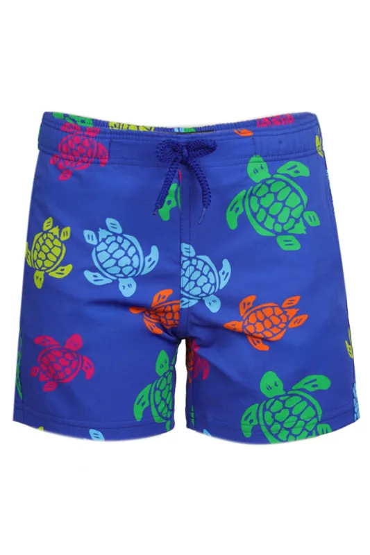 Men Stretch Short Swim Shorts Tortues Multicolores sold by Sand Dollar