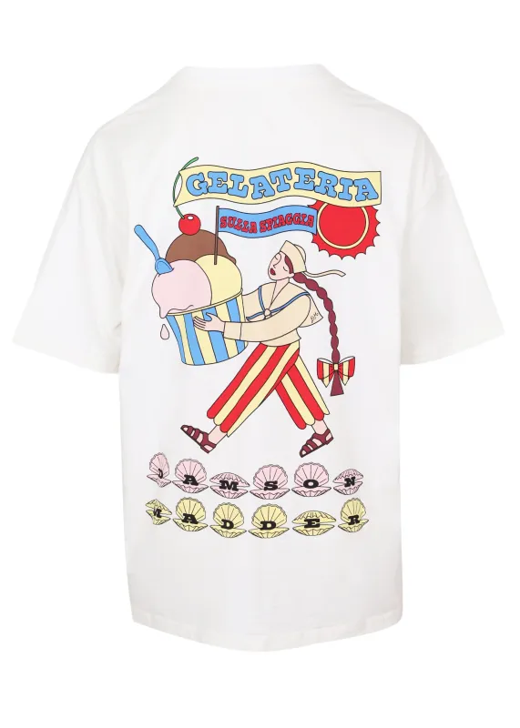Gelati Girl Boyfriend Tee White made by Damson Madder