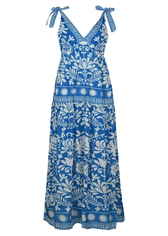 Brenna Folk Monstera Print Maxi Dress sold by Sand Dollar
