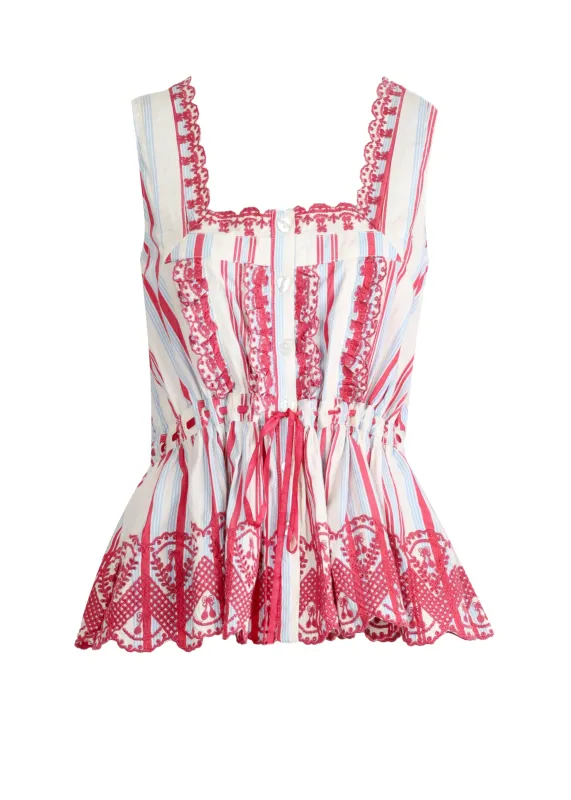 Amaya Blouse Butter Cherry Stripe sold by Sand Dollar