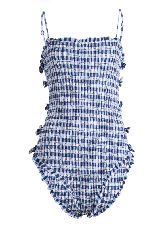Betty Swimsuit Blue Margot Gingham sold by Sand Dollar