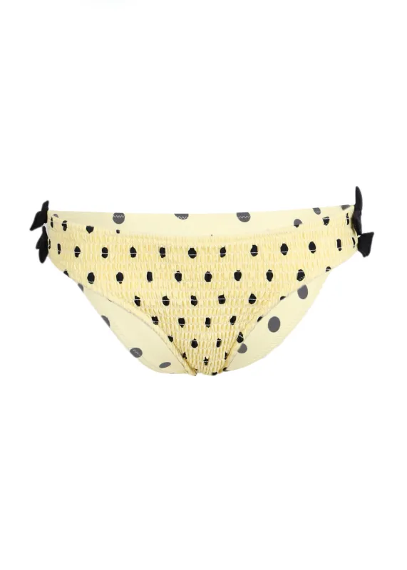 Jezebel Shirred Bow Bikini Bottom Butter Spot sold by Sand Dollar