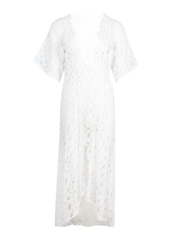 Eyelet Arie Long Cover Up Off White sold by Sand Dollar