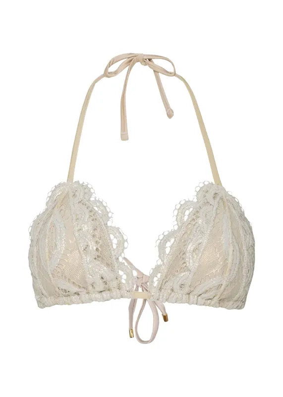 Lace Tri Top Vanilla sold by Sand Dollar