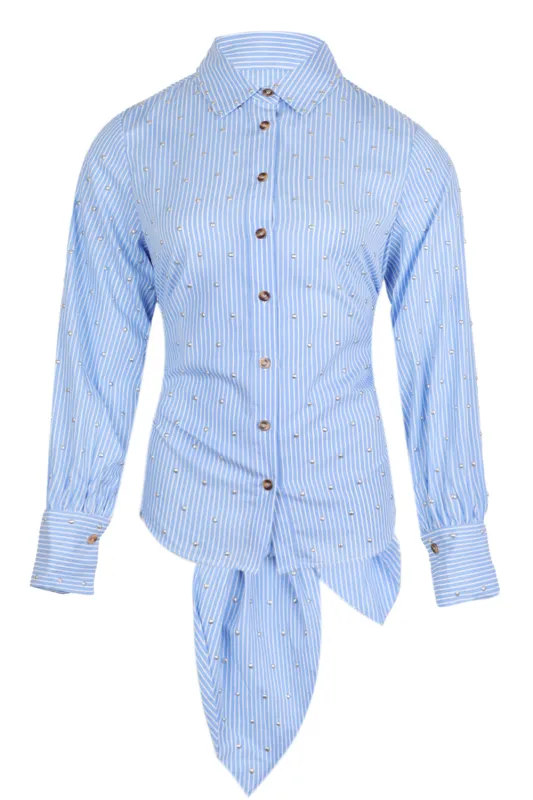 Blue Stripe Tie Back Shirt sold by Sand Dollar