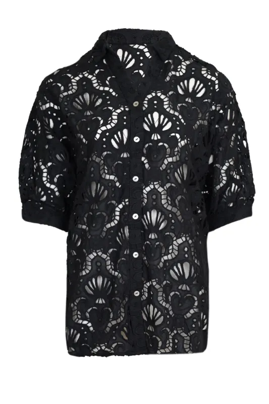 Seashell Eyelet Shirt Black sold by Sand Dollar