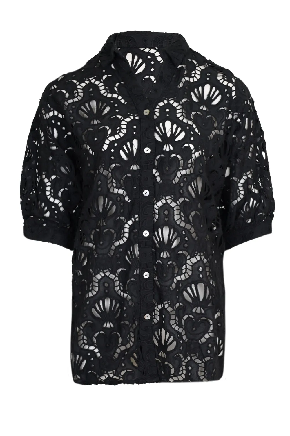 Seashell Eyelet Shirt Black sold by Sand Dollar
