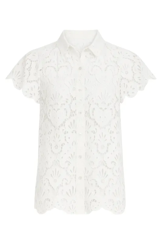 White Seashell Eyelet Shirt sold by Sand Dollar