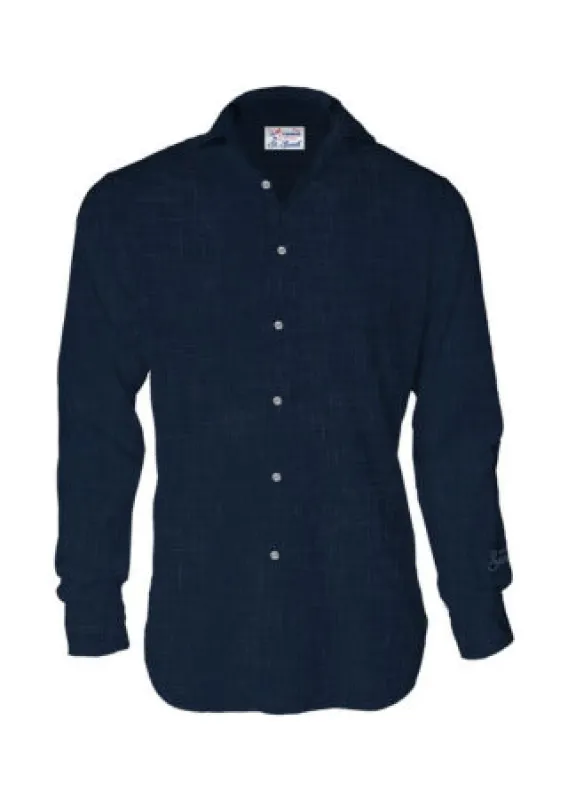 Blue Navy Linen Pamplona Shirt made by Sand Dollar