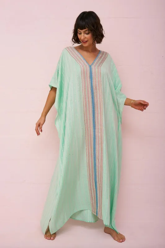 Checkered Sequin Thobe Aqua sold by Sand Dollar