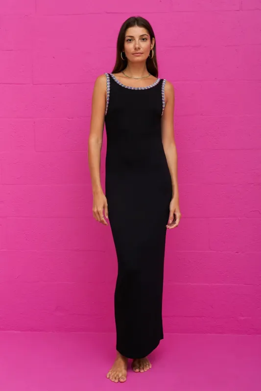 Open V-Back Knit Dress Black sold by Sand Dollar