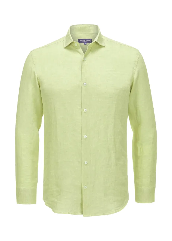 Antonio Linen Long Sleeve Shirt Pistachio made by Sand Dollar