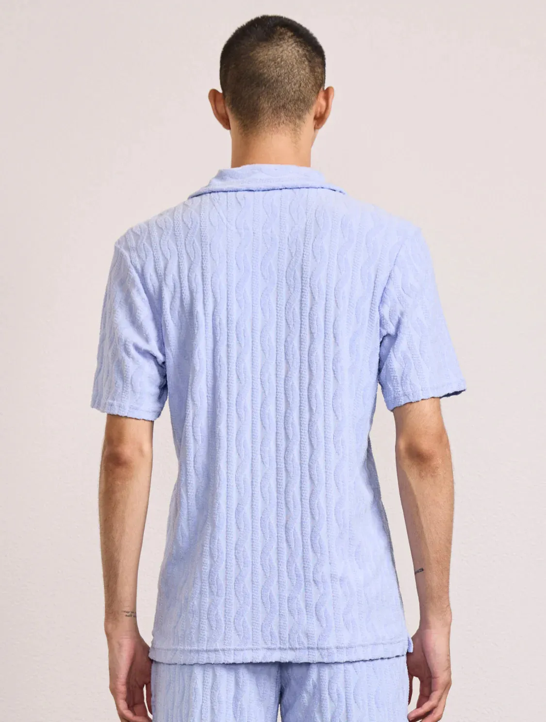 Faustino Jacquard Terry Cotton Polo Short Sleeve Chambray Blue sold by Sand Dollar product image thumbnail 4