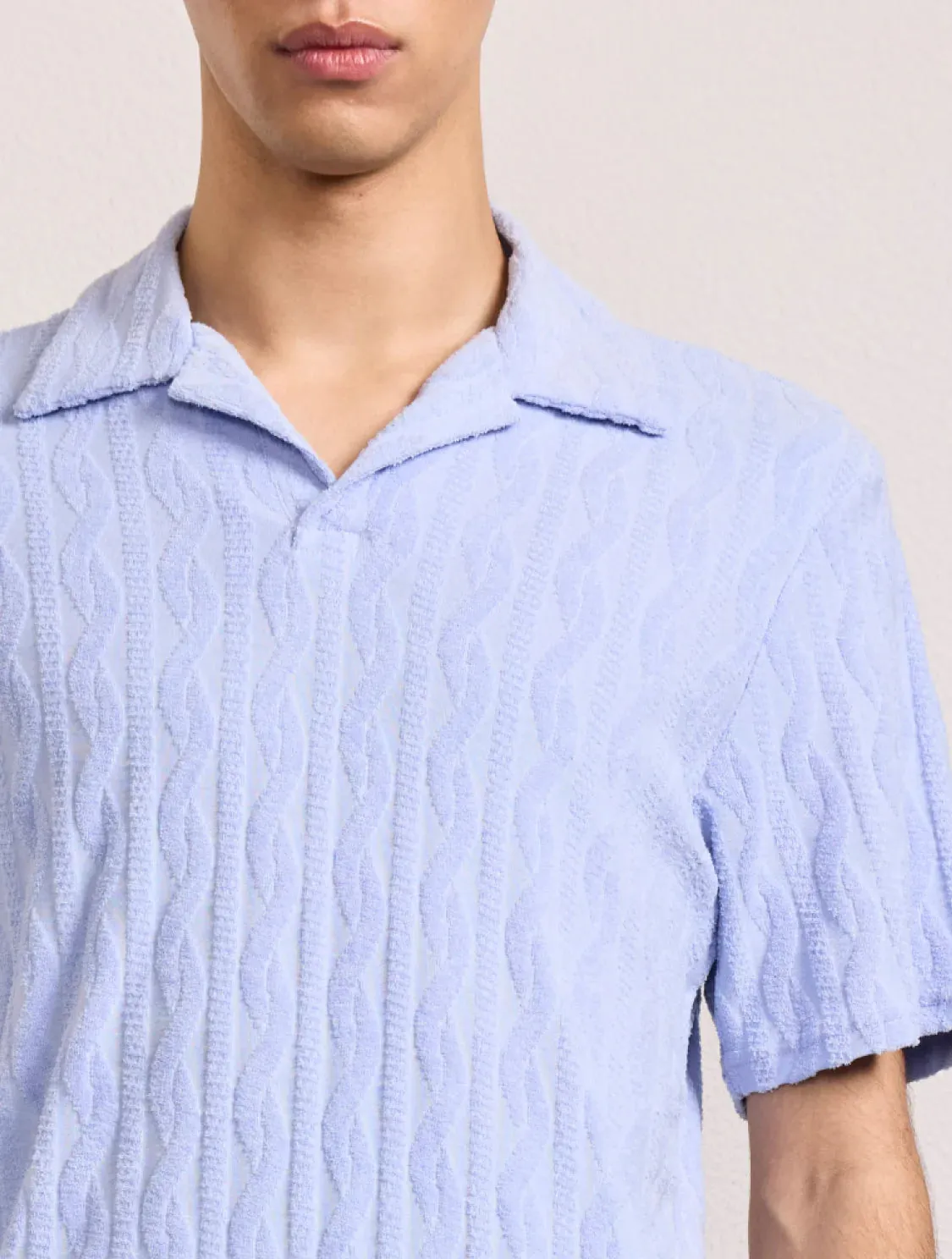 Faustino Jacquard Terry Cotton Polo Short Sleeve Chambray Blue sold by Sand Dollar product image thumbnail 5
