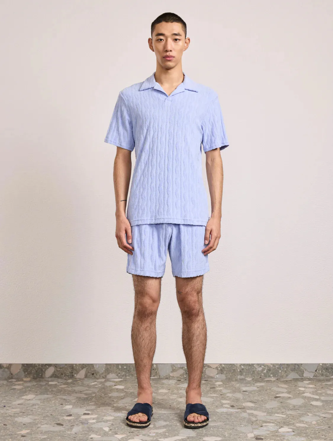Faustino Jacquard Terry Cotton Polo Short Sleeve Chambray Blue sold by Sand Dollar product image thumbnail 2