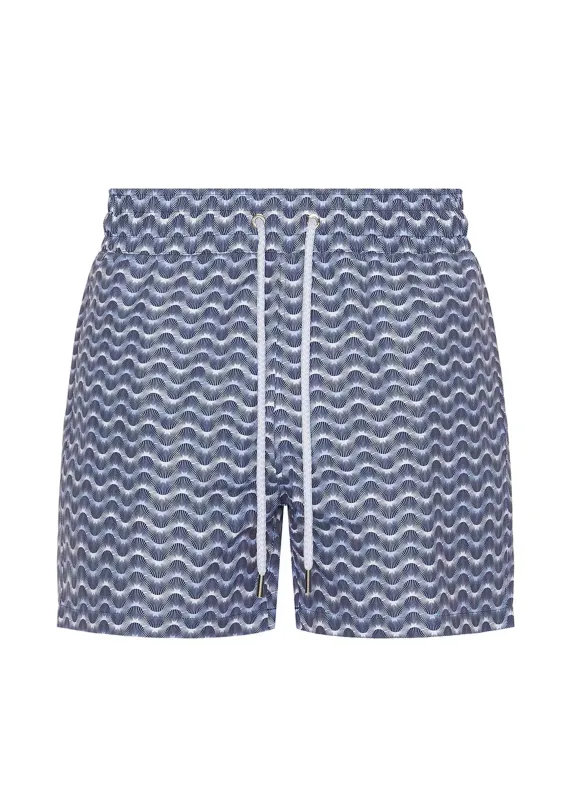 Rio Swim Short Copa Raio Do Sol Print Chambray & Charcoal Blue sold by Sand Dollar
