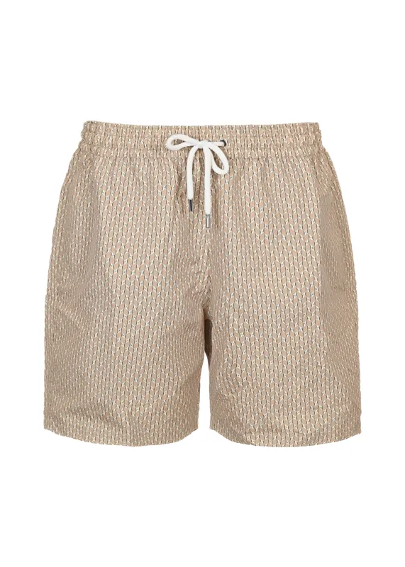 Santos Swim Short Micro Copa Print Dried Moss & Ivory sold by Sand Dollar