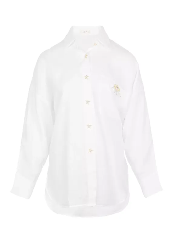 Linen Shirt With Eye White sold by Sand Dollar