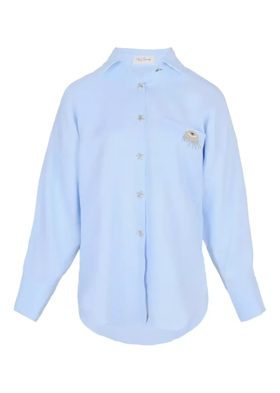 Linen Shirt With Eye Turquoise sold by Sand Dollar