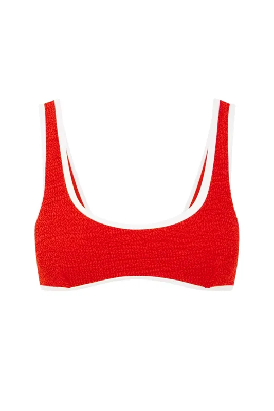 The 90's Duo Crop Red/White Crimp sold by Sand Dollar