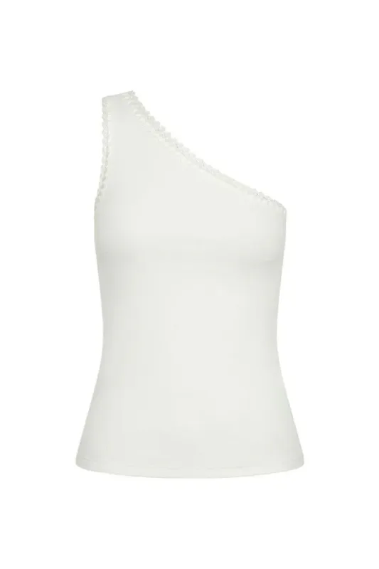 Tallulah One Shoulder Tank White sold by Sand Dollar