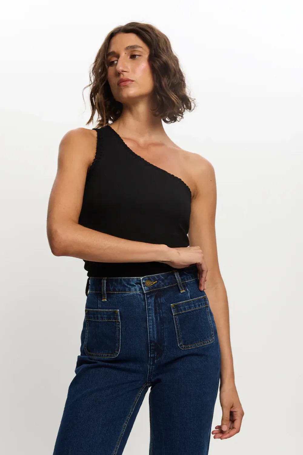 Tallulah One Shoulder Tank Black sold by Sand Dollar product image thumbnail 2