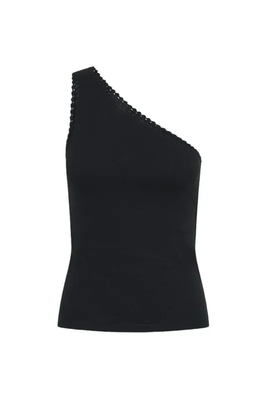 Tallulah One Shoulder Tank Black sold by Sand Dollar