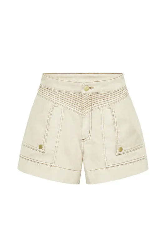 Celene Denim Short Cream sold by Sand Dollar
