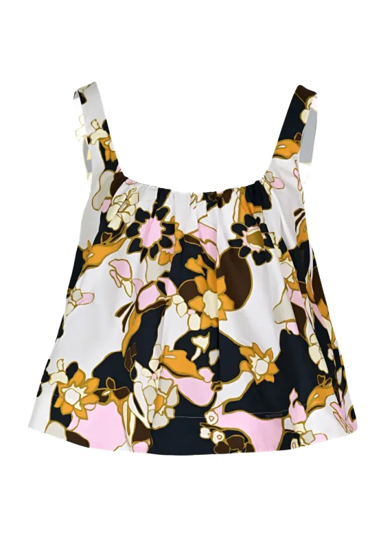 Maxine Cropped Cami Yellow Kaleidoscope Floral sold by Sand Dollar
