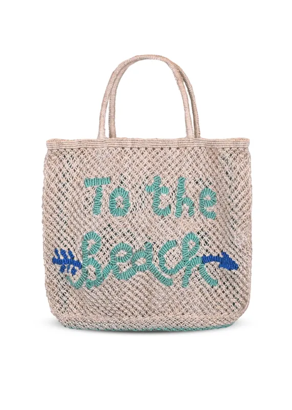To The Beach Jute Bag Aqua Cobalt sold by Sand Dollar