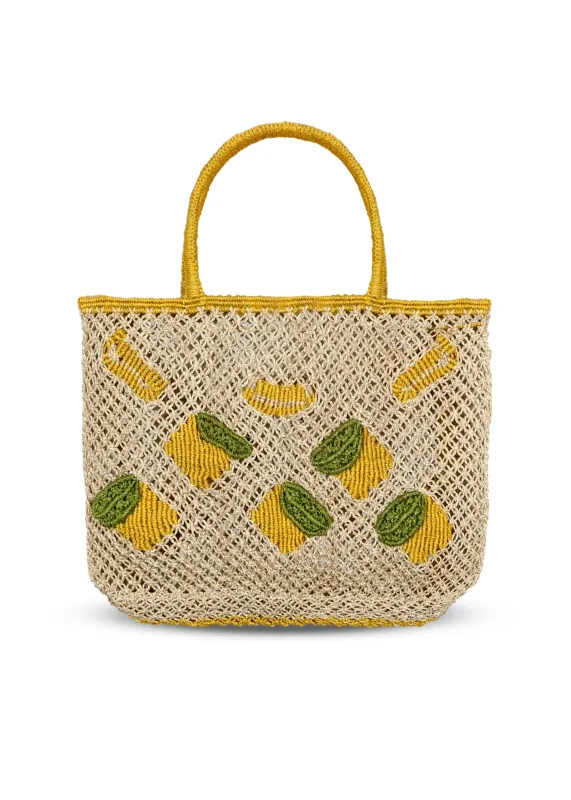 Lemon All Over Jute Bag Yellow sold by Sand Dollar