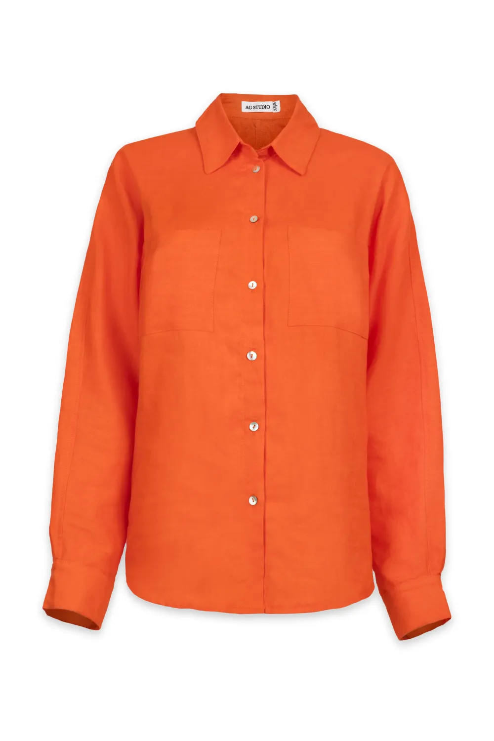 Neon Orange Linen Shirt sold by Sand Dollar