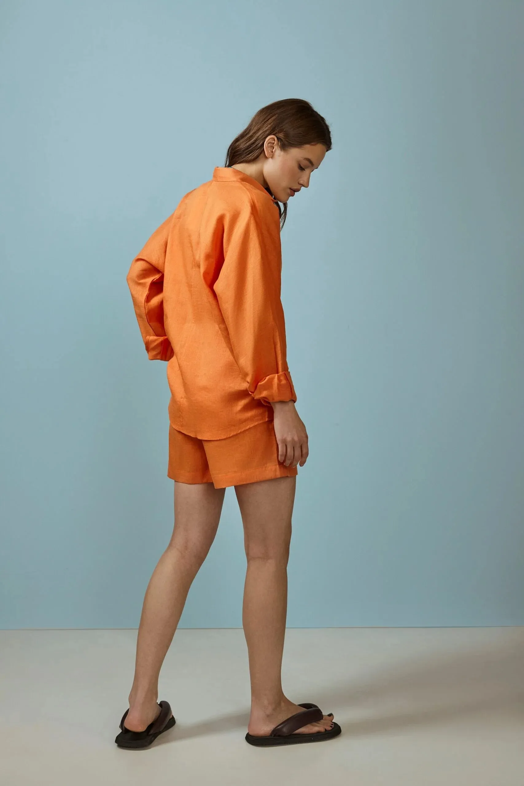 Neon Orange Linen Shirt sold by Sand Dollar product image thumbnail 4