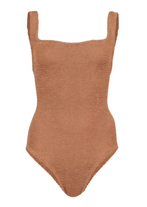 Coverage Square Neck Swim Metallic Cocoa sold by Sand Dollar