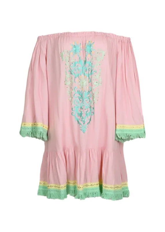 Azra Short Dress Pink made by Sand Dollar