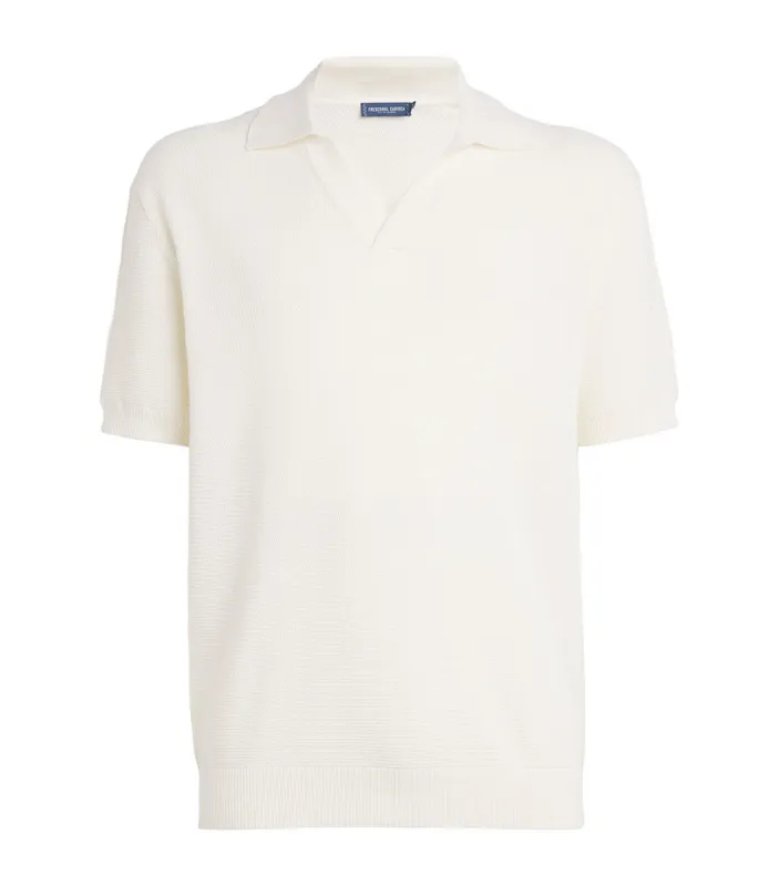 Rino Cotton Salt And Pepper Stitch Short Sleeve Knitted Polo Ivory sold by Sand Dollar