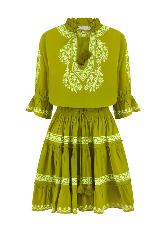Amante Khaki Lime Mini Dress sold by Sand Dollar