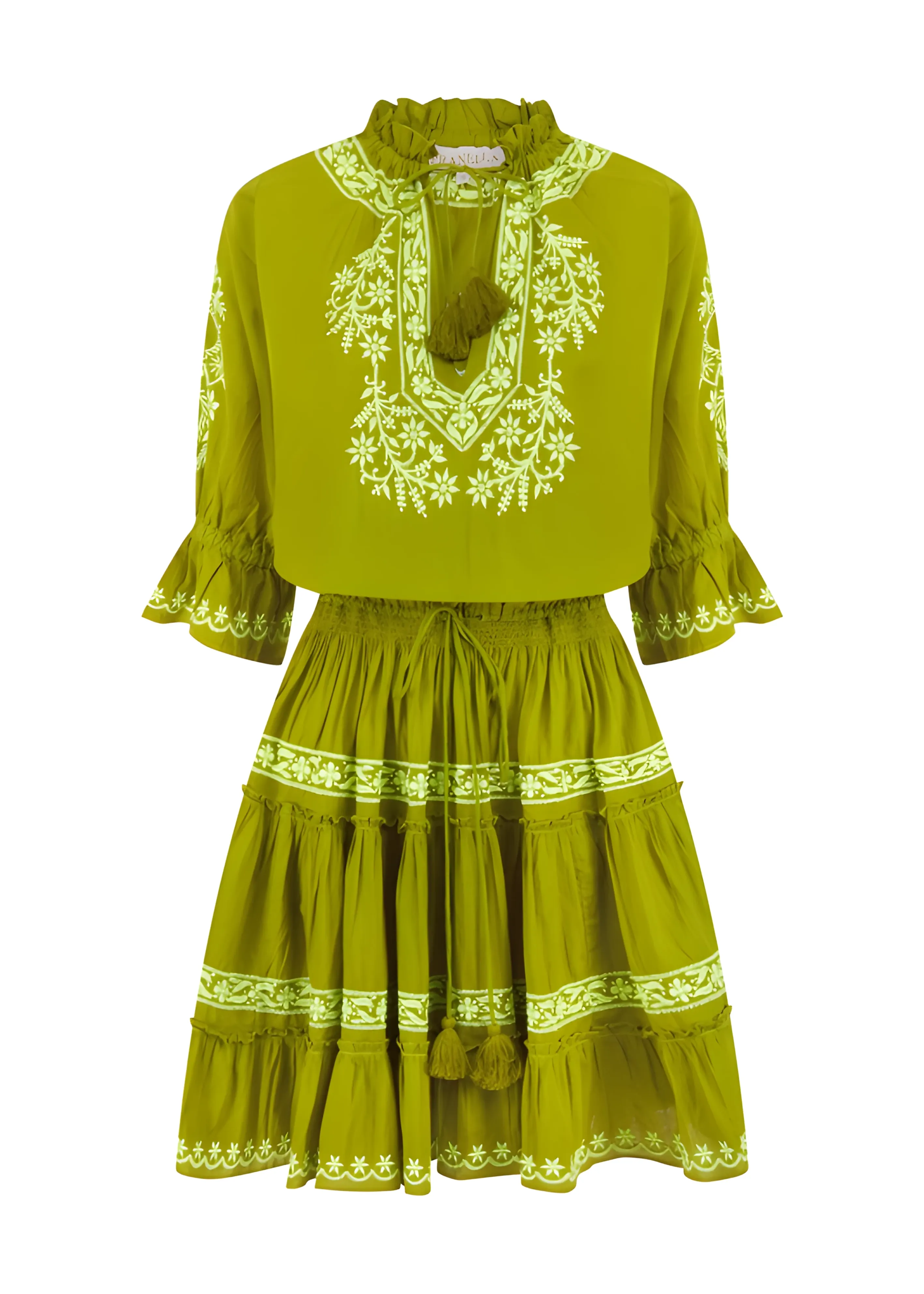 Amante Khaki Lime Mini Dress sold by Sand Dollar