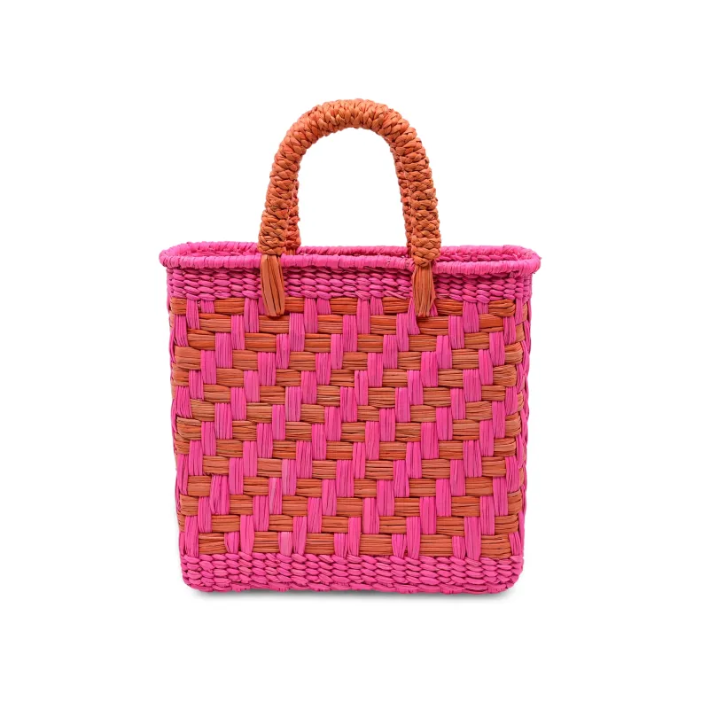 Merida Straw Tote Small Bag Bubblegum Pink & Orange sold by Sand Dollar